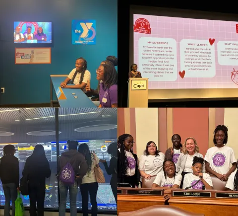 girls taking action photo collage