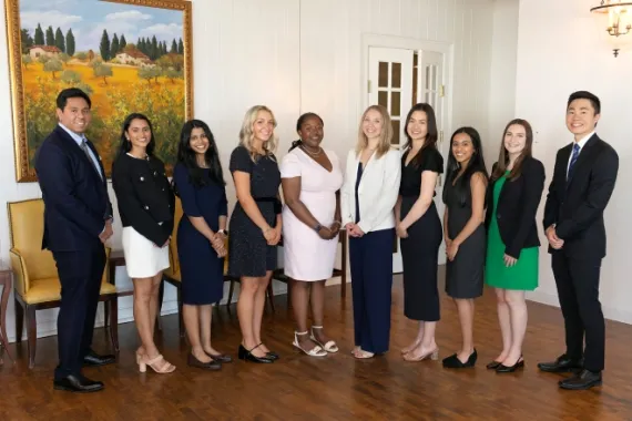 A photograph of the 10 2024 MHIF Summer Clinical Research Interns at the MHIF Founders to the Future event from June 2024