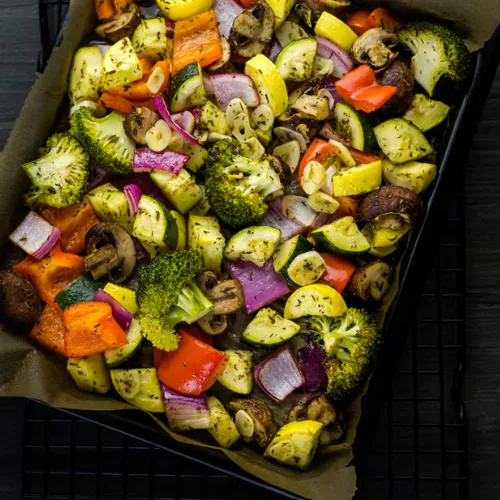 vegetables on a tray