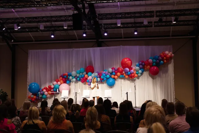 stage with baloons