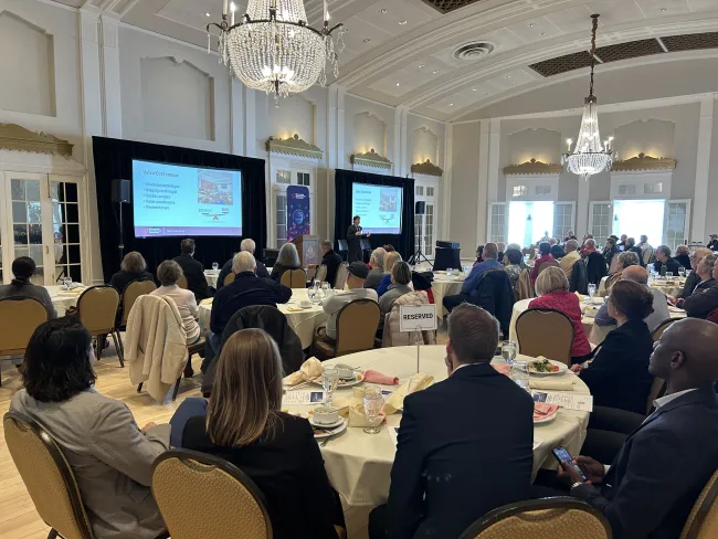 A room full of people at a community cardiovascular education event