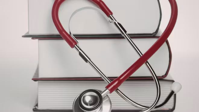books and stethoscope