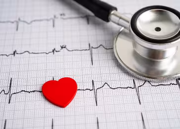 Stethoscope on top of EKG