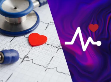 A graphic depicting an EKG with heart and stethoscope 