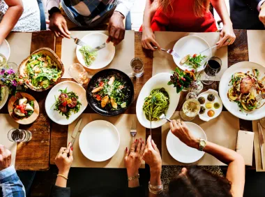 eating at a dining table